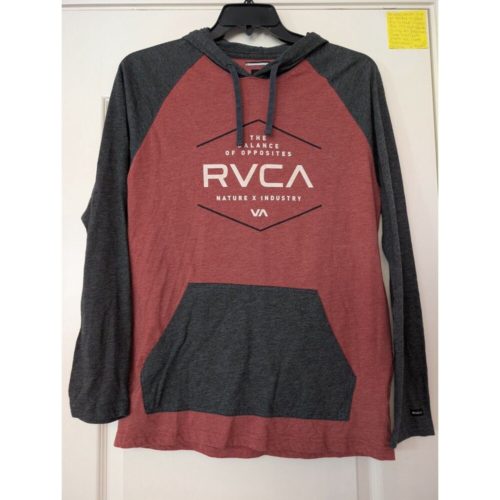 RVCA men’s red charcoal long sleeve hoodie M